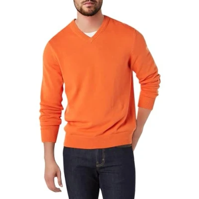 Abbildung von Amazon Essentials Herren Pullover mit V Ausschnitt (in Übergröße erhältlich), Orange, L