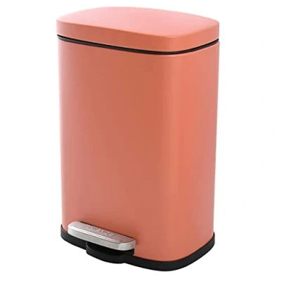 Abbildung von Spirella Kosmetikeimer 5 Liter Edelstahl mit Absenkautomatik und Inneneimer Akira Badezimmer Mülleimer Softclose Abfalleimer Terracotta Rot