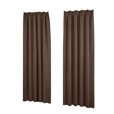 Abbildung von Deconovo Blickdichte Gardinen mit Kräuselband Vorhänge Lärmschutz, 245x140 cm(HöhexBreite), Braun, 2er Set