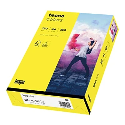 Abbildung von inapa farbiges Druckerpapier, buntes Papier tecno Colors: 120 g/m², A4, 250 Blatt, gelb