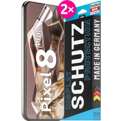 Abbildung von 2X se® 3D SCHUTZFOLIE Transparent für Google Pixel 8 Pro,Selbstheilend, 100% Fingerabdruck &amp; FaceID kompatibel, einfache blasenfreie Installation, Ultra Klar, Stoß Kratzfest, aus Deutschland