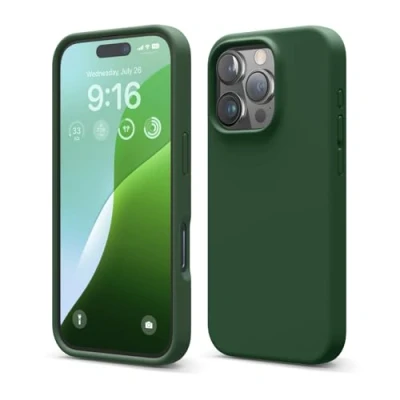Abbildung von elago Premium Liquid Silikon Hülle Kompatibel mit iPhone 16 Pro Hülle, Ganzkörper Handyhülle, Stoßfest, Schlanke Kratzfester weicher Mikrofaser Innenfutter, 6.3 Zoll (Alpengrün)