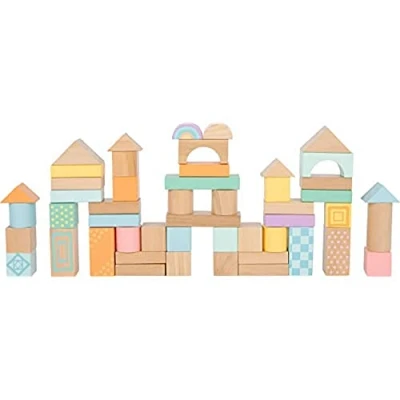 Abbildung von Small Foot Holzbausteine Pastell, 50 teiliges Set zur Förderung der Kreativität, ab 12 Monaten, 11722 Toys