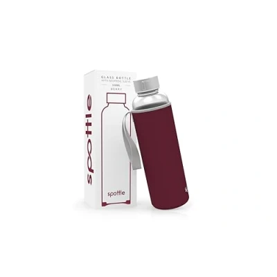 Abbildung von spottle® Glasflasche 550 ml mit Neoprenhülle BERRY