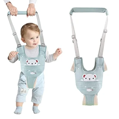 Abbildung von IULONEE Multifunktion Baby Gehgeschirrgriff Verstellbarer Gehassistent für Kleinkinder Handgehaltenes Stehen und Gehen Lernhilfe Lernt Laufen(Grün)