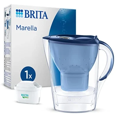Abbildung von BRITA Wasserfilter Kanne Marella blau (2,4l) inkl. 1x MAXTRA PRO All in 1 Kartusche Filterkanne zur Reduzierung von Kalk, Chlor, Blei, Kupfer &amp; geschmacksstörenden Stoffen im Leitungswasser