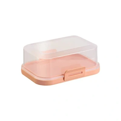 Abbildung von 1x Hochwertige Stapelbare Butterdose mit Verschluss, Plastikdose für Butter, Perfekte Ordnung im Kühlschrank BPA Frei Mehrzweck apricot