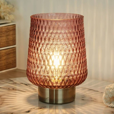 Abbildung von Pauleen 48134 Rose Glamour mobile Tischleuchte Glas Tischlampe Timerfunktion 6H Batterie Glaslampe ohne Kabel Rosa Glas/Metall