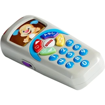 Abbildung von Fisher Price Lernspaß Lernspielzeug für Babys Hündchen Fernbedienung Spielzeugfernbedienung mit Musik und Lichtern Kinder ab 6 Monaten, Version: UK Englisch , DLD30