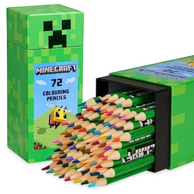 Abbildung von Minecraft Set von Farbstiften, Merchandise in Creeper Design Box, Geschenke Für Jungs &amp; Mädchen, 72 Malstifte Pro Box