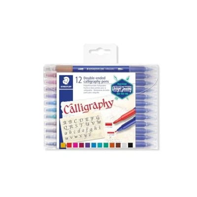 Abbildung von STAEDTLER 3005 TB12 Kalligraphiestift, doppelseitig, Mehrfarbig, 12 Stück, 1 Packung