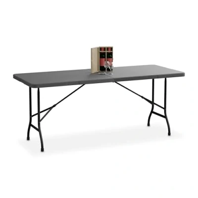 Abbildung von Relaxdays Gartentisch, klappbar, HBT: 72 x 180 74 cm, Kunststoff, Stahl, wetterfest, 8 Personen, Campingtisch, grau