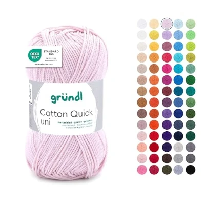 Abbildung von Gründl Wolle Cotton Quick uni Garn zum Stricken &amp; Häkeln aus 100 % Baumwolle, 1 Knäuel 50 g / 125 m, Häkelgarn/ Strickgarn , Rose