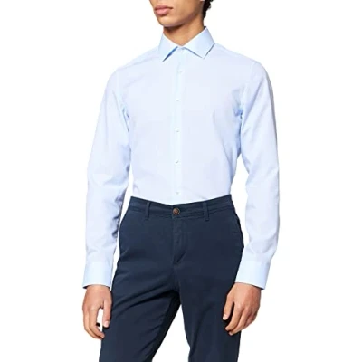 Abbildung von Seidensticker Herren Business Hemd Slim Fit Bügelfrei Kent Langarm Shirt, Hellblau, 40 EU