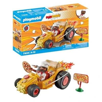 Abbildung von PLAYMOBIL Funstars 71634 Rasende Pizza, Kart mit Rückzugsmotor, dynamisches Spielset für spannende Rennen, kreatives Spielzeug Kinder ab 4 Jahren