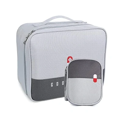 Abbildung von Romon 2 Stück Medikamententasche, Reiseapotheke Tasche Wasserdicht, Große &amp; Klein Medikamententasche Reise, Tragbar Medizin Aufbewahrungstasche für Home Office Reisen, Grey