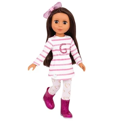 Abbildung von Glitter Girls Puppe Sarinia Bewegliche 36cm mit Kleidung, Zubehör und langen Haaren zum frisieren Spielzeug ab 3 Jahren (6 Teile), Pink white