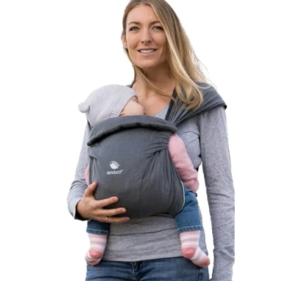Abbildung von manduca Twist Babytrage Leichte und einfache mit Kängurutasche weichem Bauchgurt für Neugeborene von der Geburt bis zu 15 kg Bio Baumwolle ,Grey mint