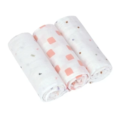 Abbildung von LÄSSIG Baby Puckdecke Spuckdecke Pucktuch Mulltuch 3er Set Baumwolle 60 x cm/Swaddle &amp; Burp Blanket M Happy Fruits peach