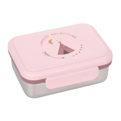 Abbildung von LÄSSIG Kinder Brotdose Edelstahl Lunchbox Frühstücksbox nachhaltig Kindergarten Schule/Adventure Tipi,, 1 Stück (1er Pack)