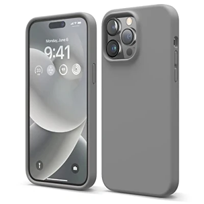 Abbildung von elago Schutzhülle für iPhone 14 Pro Max, Flüssigsilikon Hülle, Ganzkörper Schutzhülle, stoßfest, schlanke Handyhülle, kratzfestes weiches Mikrofaserfutter, 6,7 Zoll (17 cm), Mitternachtsgrün