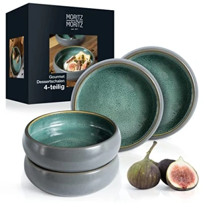 Abbildung von Moritz &amp; SOLID 4x Kleine Schalen 300ml Dip Schälchen aus Steinzeug für Dessert, Snack, Suppe, Salat, EIS, Tapas und Antipasti