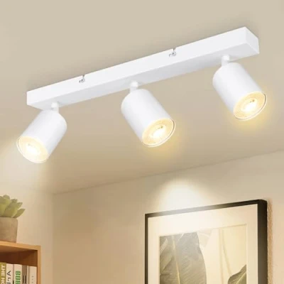 Abbildung von Dehobo Led Deckenstrahler Schwenkbar 350 3 Flammig Deckenleuchte GU10 Wandstrahler Weiß Spotlight Lampe Deckenlampe für Wohnzimmer Schlafzimmer Küche, Nein Leuchtmittel