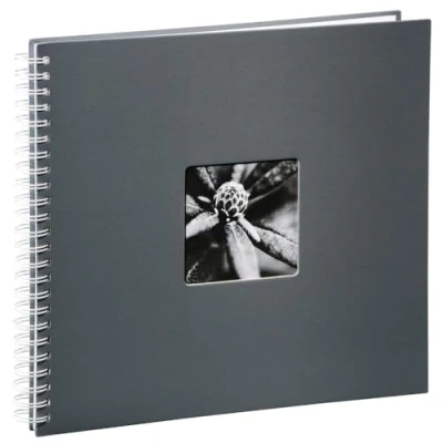 Abbildung von Hama Fotoalbum Jumbo 36x32 cm (Spiral Album mit 50 weißen Seiten, Fotobuch Pergamin Trennblättern, zum Einkleben und Selbstgestalten) grau