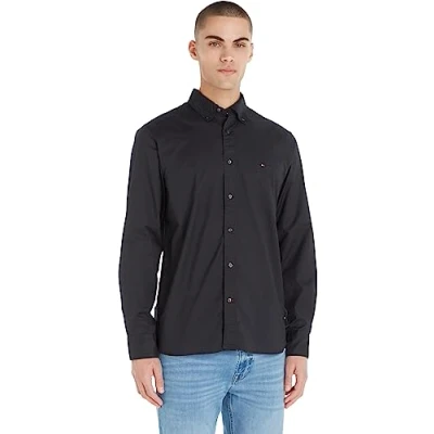 Abbildung von Tommy Hilfiger CORE FLEX POPLIN RF SHIRT Freizeithemden Herren, Schwarz (Black), M