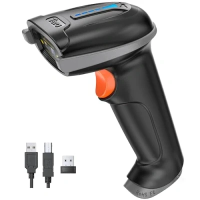 Abbildung von Tera Kabelloser Barcodescanner Handheld 1D Laser Wireless und USB Wired mit Akkustandsanzeige, Extra Großem Akku 2000mAh Ergonomischem Design, Patent Nr.: EU008489413, Upgrade Modell 5100