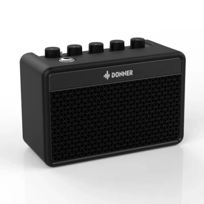 Abbildung von Donner Mini Gitarrenverstärker Combo Amp 5W, tragbarer wiederaufladbarer Gitarre mit britischem Retro Klang, Clean und Overdrive Kanälen(DA 10)