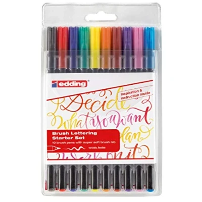 Abbildung von edding 1340 Pinselstift 10er Set bunte, leuchtende Farben flexible Pinselspitze Filzstift zum Malen, Schreiben und Zeichnen Bullet Journals, Hand Lettering, Mandalas, Kalligraphie