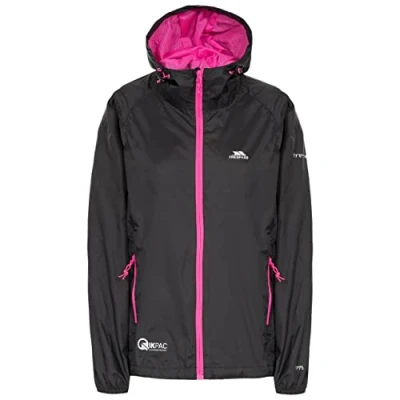 Abbildung von Trespass Qikpac Female Jacket, Black, L, Kompakt Zusammenrollbare Wasserdichte Jacke für Damen, Large, Schwarz