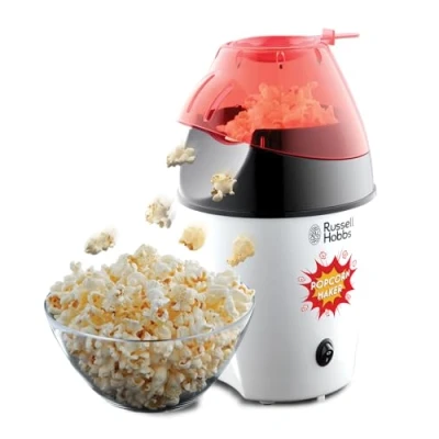 Abbildung von Russell Hobbs Popcornmaschine [Testsieger] Fiesta (Heißluft Popcorn Maker, ohne Fett &amp; Öl, inkl. Mais Messlöffel, BPA frei, 1290W) 24630 56, Weiß/Schwarz