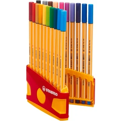 Abbildung von STABILO Fineliner point 88 ColorParade 20er Tischset in rot/orange mit 20 verschiedenen Farben und Hängelasche