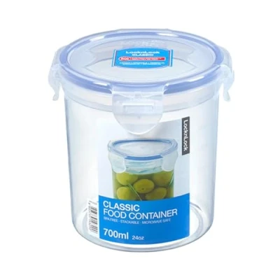 Abbildung von LocknLock PP Classic Frischhaltedose, 700ml, Ø 114 x 117 mm, 100 % luft und wasserdicht, Cleveres Verschluss System, Vorratsdose für Kühlschrank &amp; Gefrierfach