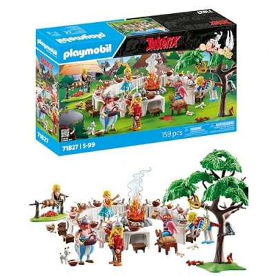 Abbildung von PLAYMOBIL Asterix Das Dorfbankett Spielset und Obelix Abenteuer Spielzeug für Kinder ab 5 Jahren 71827