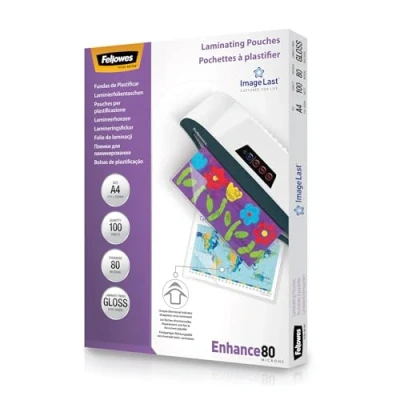 Abbildung von Fellowes Laminierfolien Laminiertaschen A4 ImageLast, 160 Mikron (2 x 80 Mikron), 100 Stück, transparent mit Ausrichtungshilfe, Optimal für Fotos und Informationshinweise optimalem Kontrast