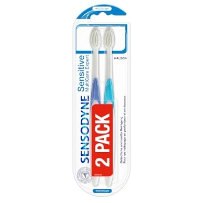 Abbildung von Sensodyne Sensitive MultiCare Expert Zahnbürste Doppelpack, weich, 2 Stück, speziell entwickelt für Menschen mit schmerzempfindlichen Zähnen