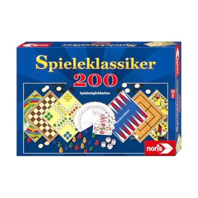 Abbildung von Noris 606111687 Spieleklassiker mit 200 Spielmöglichkeiten wie Skat, Mühle, Dame, Backgammon oder Nur keine Aufregung, für 1 bis 6 Spieler ab Jahren