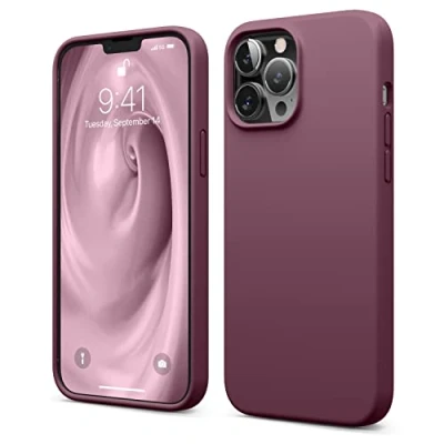 Abbildung von elago Liquid Silicone Case Kompatibel mit iPhone 13 Pro Max Hülle (6,7&quot;), Hochwertiges Silikon, Rundumschutz Handyhülle : 3 Layer Struktur Schutzhülle, Kratzfestes Weiches Mikrofaserfutter (Weinrot)