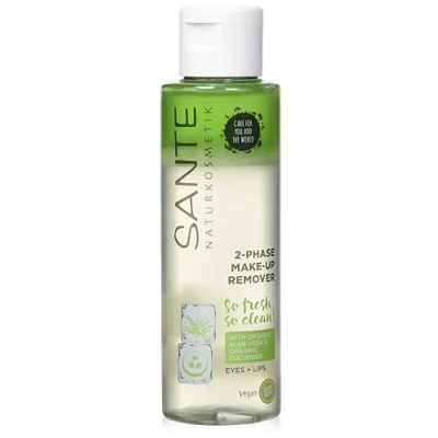Abbildung von Sante Naturkosmetik 2 Phase Make up Remover, Entfernt Augen &amp; Lippen up, Sanft beruhigend, Mit Bio Gurken Extrakt, wasserfestes, Vegan, 110ml