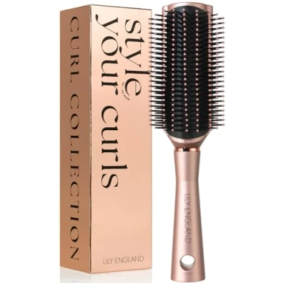 Abbildung von Lily England 9 reihige Lockenbürste zum Entwirren, Stylen, Trennen &amp; Formen Glatte für lockiges Haar Frauen 3c, 4c Ideale Entwirrungsbürste nasses trockenes Haar, Rose Gold