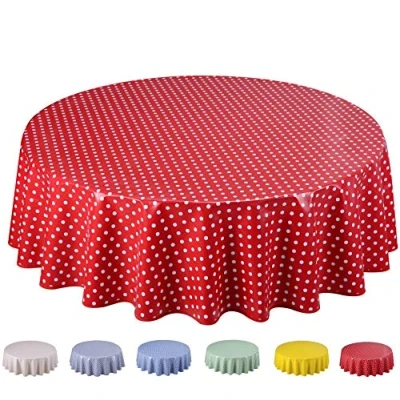 Abbildung von Home Direct Wachstuch Tischdecke Abwaschbar Rund 140cm Kleine Tupfen Rot