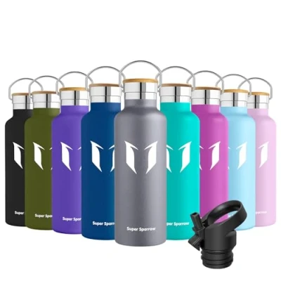 Abbildung von Super Sparrow Trinkflasche Edelstahl 620ml Auslaufsicher Thermoskanne, BPA Frei Wasserflasche Kohlensäure Thermosflasche für Kinder, Sprudel, Sport, Schule, Fitness, Outdoor, Camping