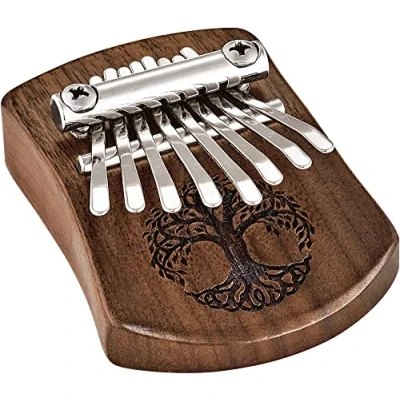Abbildung von Sonic Energy Massivkörper Kalimba C Dur, 8 Töne Schwarzes Walnussholz, mit Lebensbaum Für Meditation, Yoga, Kinder (KL801TOL)
