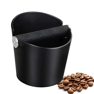 Abbildung von Abklopfbehälter für Siebträger, Espresso Knock Box Kaffeesatz mit Abnehmbarer Geräuschabsorbierender Schlagstange, Abschlagbehälter dein Kaffee Zubehör