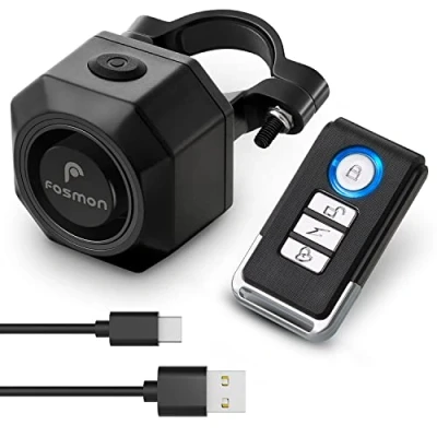 Abbildung von Fosmon Fahrrad Alarmanlage Fahrradalarmanlagen mit Fernbedienung Drahtlose USB C Diebstahlschutz Anti Diebstahl Vibration Scooter Roller Bike Alarm
