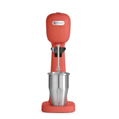 Abbildung von HENDI Milchshake Maker, Drink mixer, Frappés, Getränkemixer, Inkl. 2 Mixbechers (Edelstahl und Polykarbonat) &amp; Sätzen zu je Rührwerken, 230V/400W, 170x196x(H)490mm, Rot