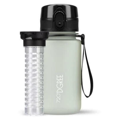Abbildung von 720DGREE Kinder Trinkflasche 350ml “uberBottle“ softTouch +Früchtebehälter Auslaufsicher, BPA Frei Für Schule, Kindergarten, Mädchen &amp; Jungs ab 3 Jahre Kleine Wasserflasche, Leicht, Stoßfest